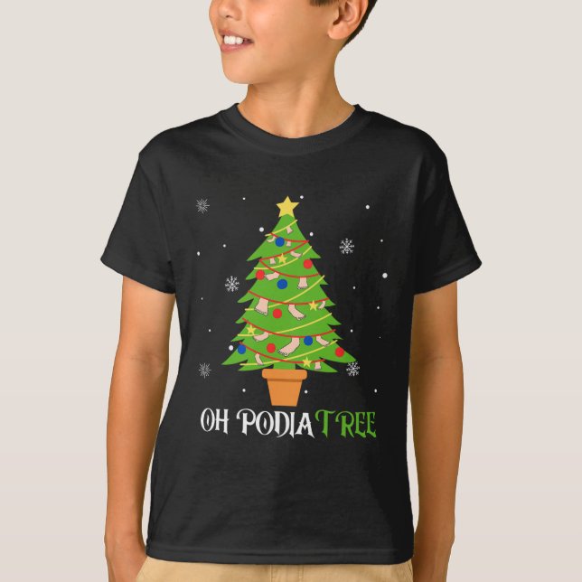 Camiseta Podiatía navidad árbol podiatrista medicina de pie (Anverso)