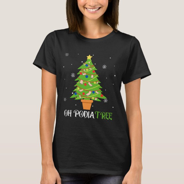 Camiseta Podiatía navidad árbol podiatrista medicina de pie (Anverso)