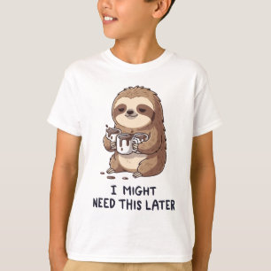 Camiseta Podría Necesitar Café Más Tarde - Humor Lazy Sloth