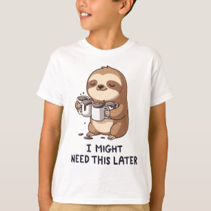 Camiseta Podría Necesitar Café Más Tarde - Humor Lazy Sloth