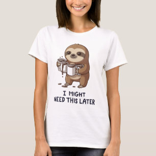 Camiseta Podría Necesitar Café Más Tarde - Humor Lazy Sloth