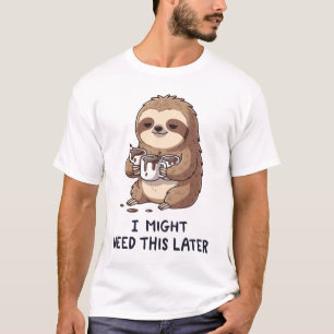 Camiseta Podría Necesitar Café Más Tarde - Humor Lazy Sloth