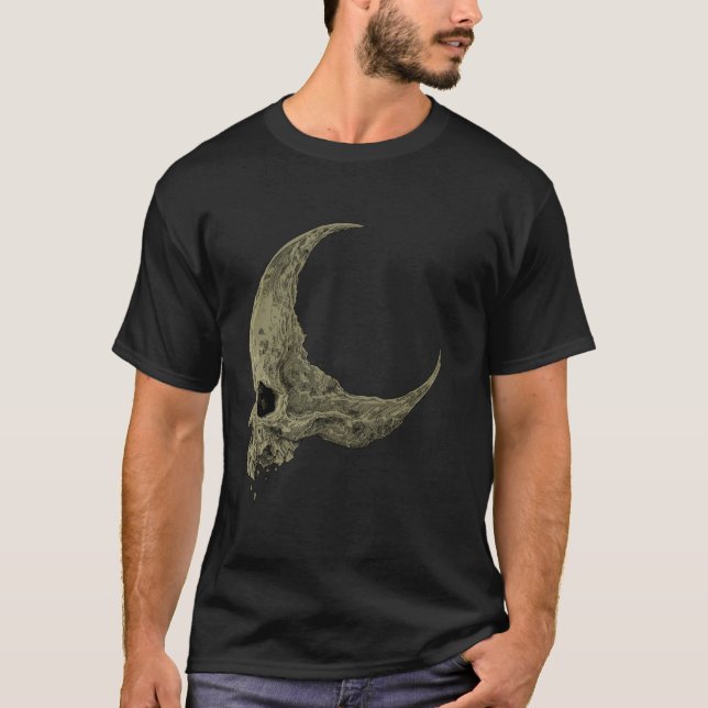 Camiseta Poe Raven Skull Moon Halloween Mujeres góticas T S (Anverso)