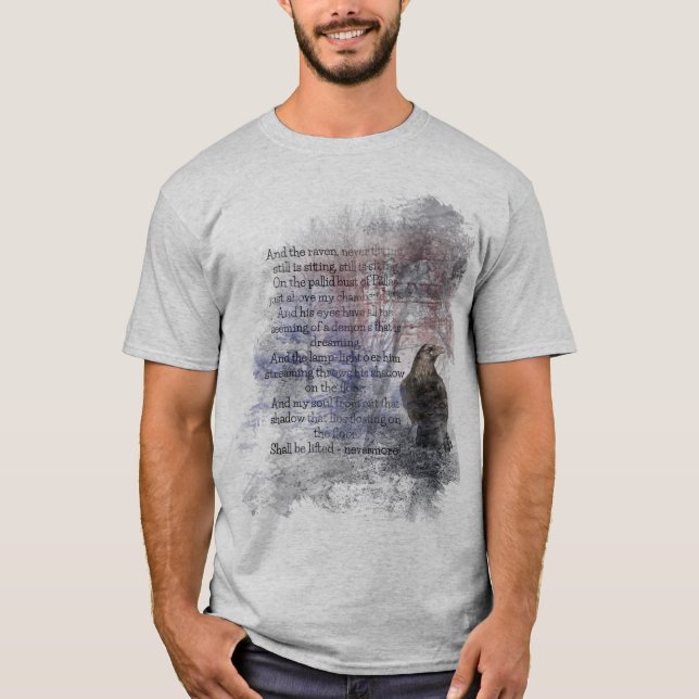 Camiseta Poema de Edgar Allen Poe cita al ravén (Anverso)