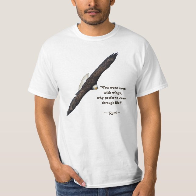 Camiseta Poema de Flying Bald Eagle & Rumi sobre Living (Anverso)