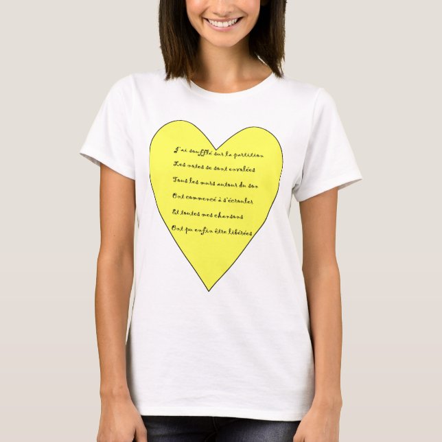 Camiseta poema musical y corazón y mandala (Anverso)