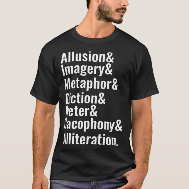 Camiseta Poesía Dispositivos literarios Literarios Palabras (Anverso)