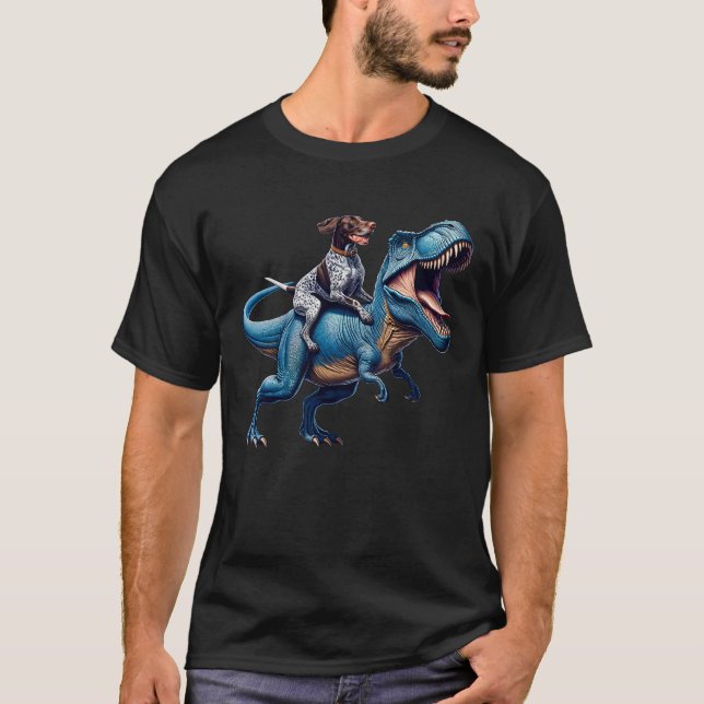 Camiseta Poeta alemán de corto alcance montando dinosaurio  (Anverso)
