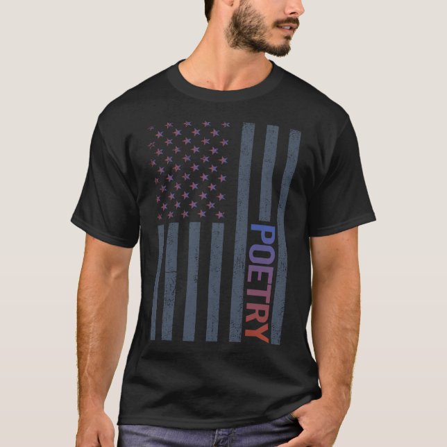 Camiseta Poeta de poesía con bandera estadounidense (Anverso)
