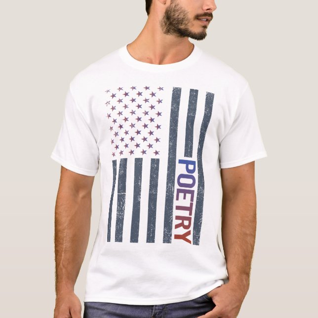 Camiseta Poeta de poesía con bandera estadounidense (Anverso)