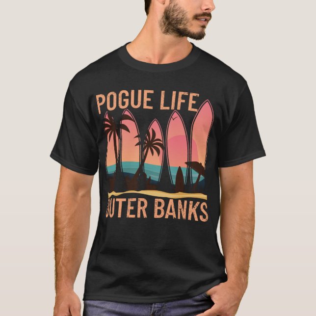 Camiseta Pogue Life Outer Banks Beach Sunset Surfing (Anverso)
