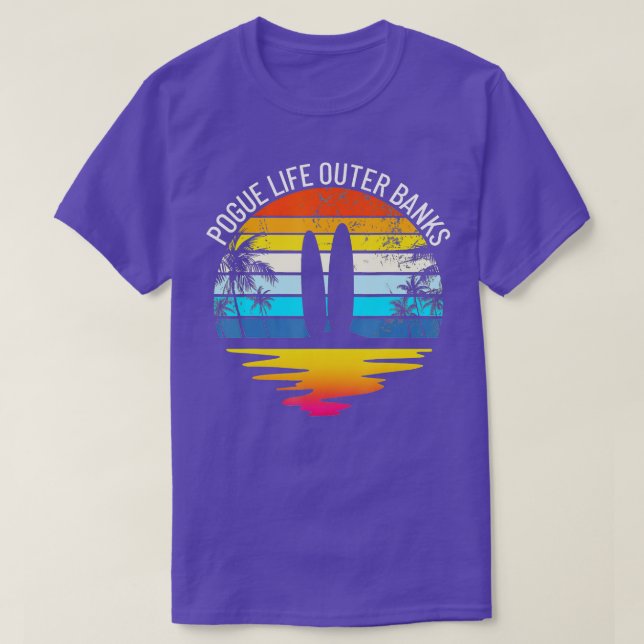 Camiseta Pogue Life Outer Banks Retro Sunset Surfing OBX Po (Diseño del anverso)