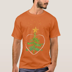 Camiseta Poinsettia del árbol de navidad del corazón del ár