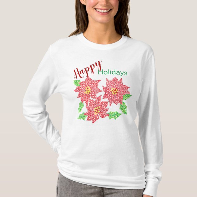 Camiseta Poinsettia Holiday Long Sleed Tee (Anverso)