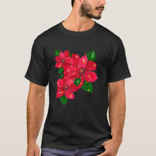 Camiseta Poinsettia Merry Christmas Flower Happy Xmas