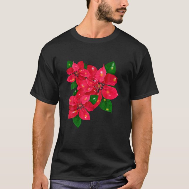 Camiseta Poinsettia Merry Christmas Flower Happy Xmas (Anverso)