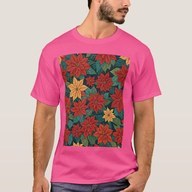 Camiseta Poinsettia Retro Style Resumen de arte Complementa (Anverso)
