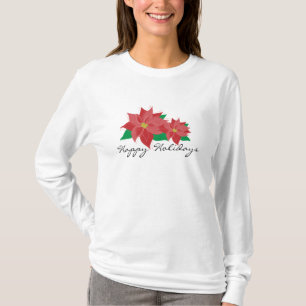 Camiseta Poinsettia rojo buenas fiestas