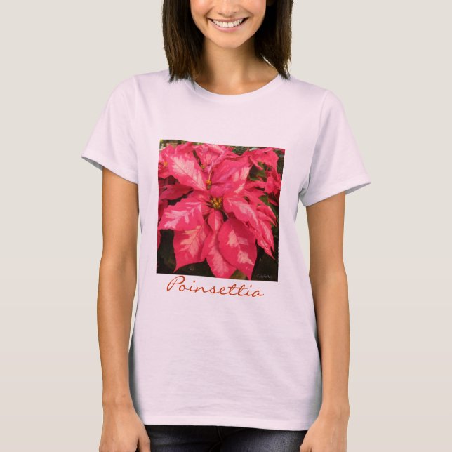 Camiseta Poinsettia rosado de la hierbabuena (Anverso)