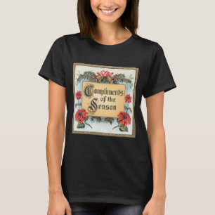 Camiseta Poinsettias navideñas antiguas en un marco ordenad