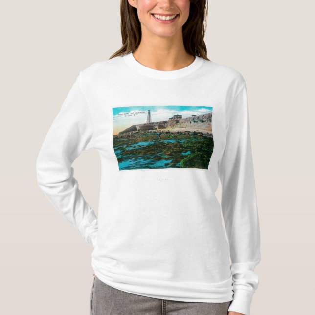 Camiseta Point Loma y faro con marea baja (Anverso)