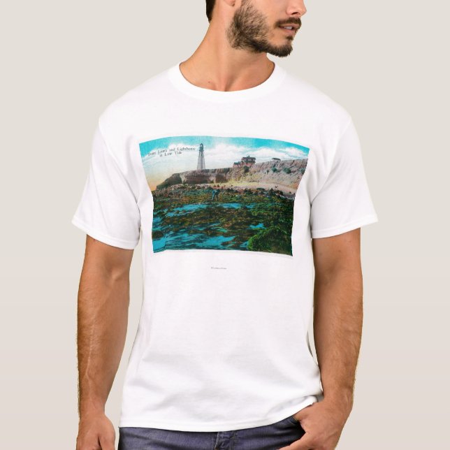 Camiseta Point Loma y faro con marea baja (Anverso)