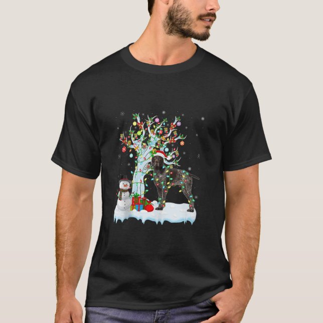 Camiseta Pointer Dog Xmas Element Tree Lighting Pointer Dog (Anverso)