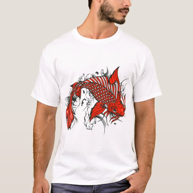 Camiseta Poisson koi tattoo fish japonais dessin old scool (Anverso)