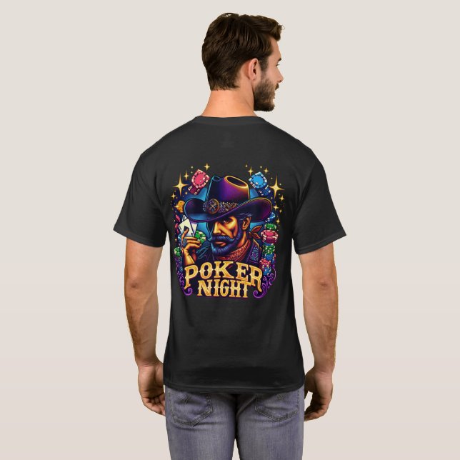 Camiseta Poker Night Text con Cowboy Western T-Shirt (Reverso completo)