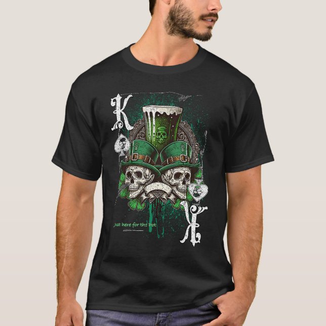 Camiseta Poker Player Apparel Patricks Day Green Skulls (Anverso)
