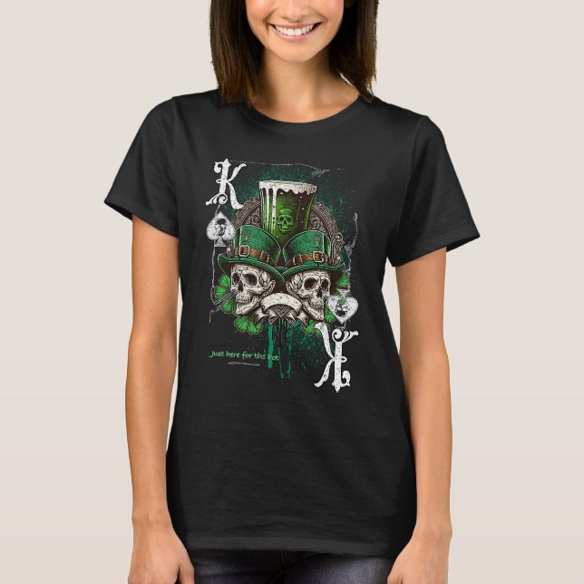 Camiseta Poker Player Apparel Patricks Day Green Skulls (Anverso)