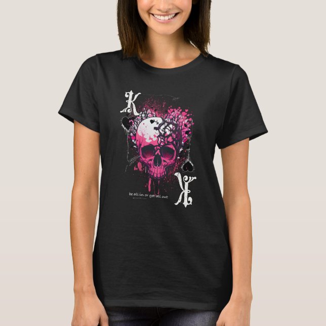 Camiseta Poker Playing Card Apparel King Of Hearts Skull (Anverso)