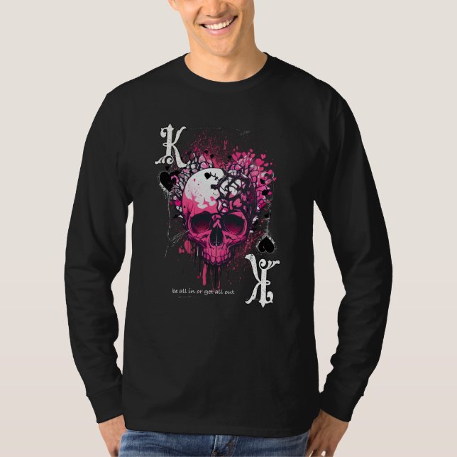 Camiseta Poker Playing Card Apparel King Of Hearts Skull (Anverso)