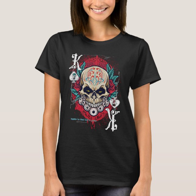 Camiseta Poker Playing Sugar Skull Spades King Dia De Muert (Anverso)