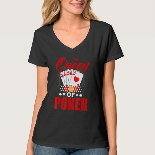 Camiseta Poker Queen Gambling Casino Card Game Hand Bluff F (Anverso)