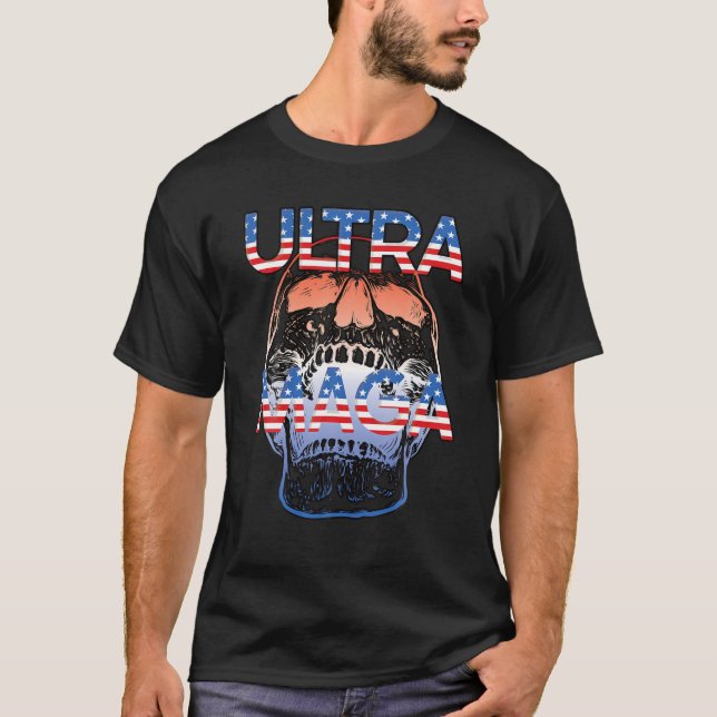 Camiseta Pol Ultra Maga Rojo Blanco Y Azul Skull-Republican (Anverso)