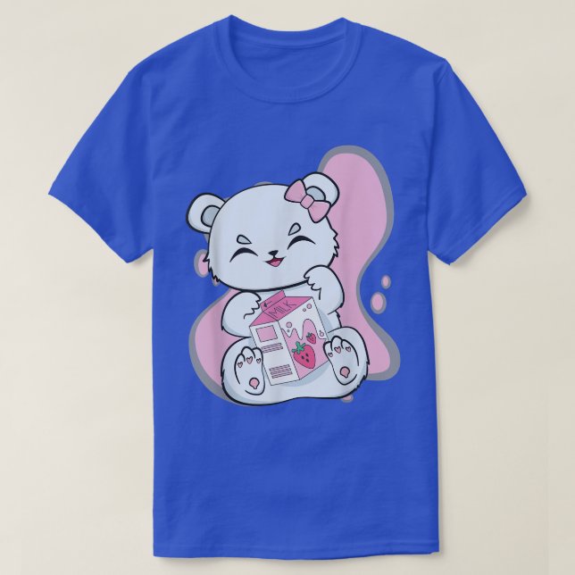 Camiseta Polar Bear Boba Strawberry Milk Tea Cute Anime Kaw (Diseño del anverso)
