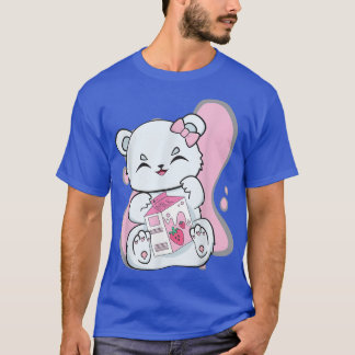 Camiseta Polar Bear Boba Strawberry Milk Tea Cute Anime Kaw