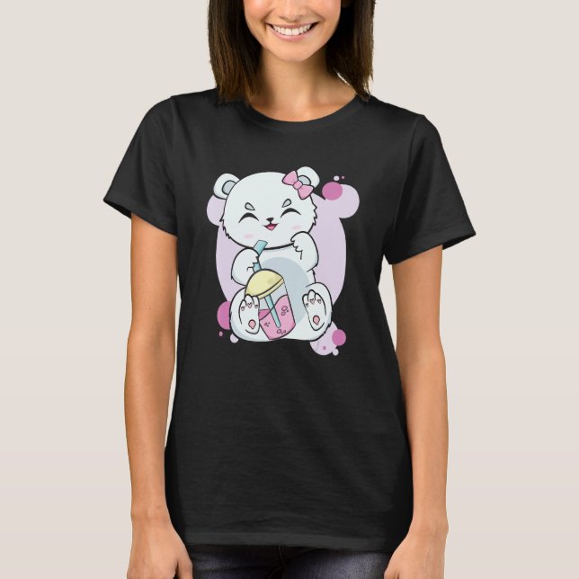 Camiseta Polar Bear Drinking Boba Flavor With Black Milk Te (Anverso)
