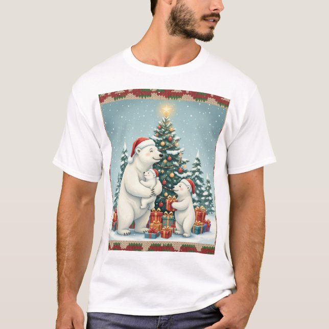 Camiseta Polar Bear Family Christmas Celebration (Anverso)