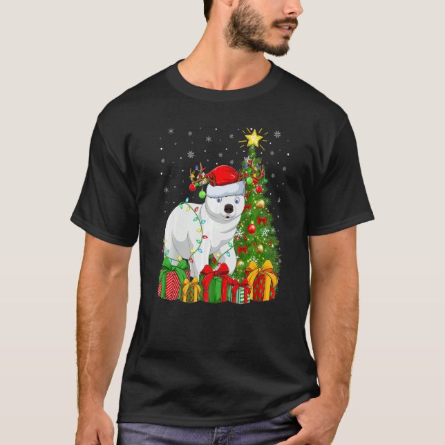 Camiseta Polar Bear  Xmas Lights Santa Polar Bear Christmas (Anverso)