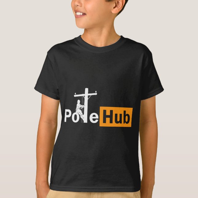 Camiseta Pole Hub Lineman Line Worker Utility Pole Funny Li (Anverso)