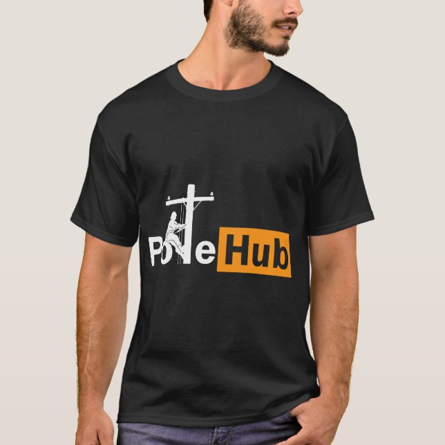 Camiseta Pole Hub Lineman Line Worker Utility Pole Funny Li (Anverso)