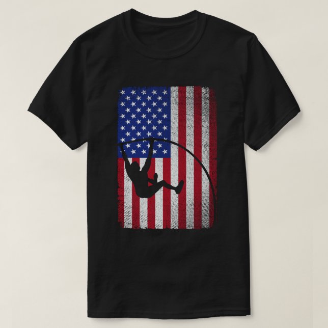 Camiseta Pole Vault Bandera Americana 4 de julio Jump Sport (Diseño del anverso)
