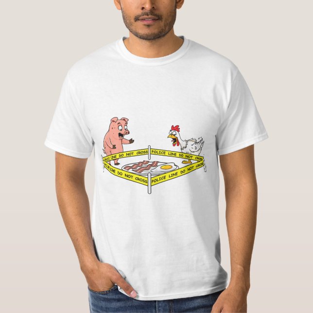 Camiseta Police Line Do Not Cross Pig And Chicken Funny Foo (Anverso)