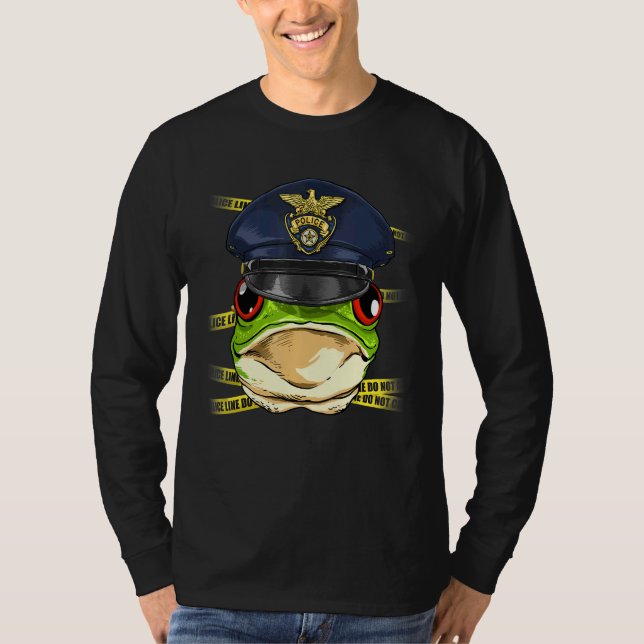 Camiseta Police Officer Frog PD Cop Crime Scene Toad Frog (Anverso)