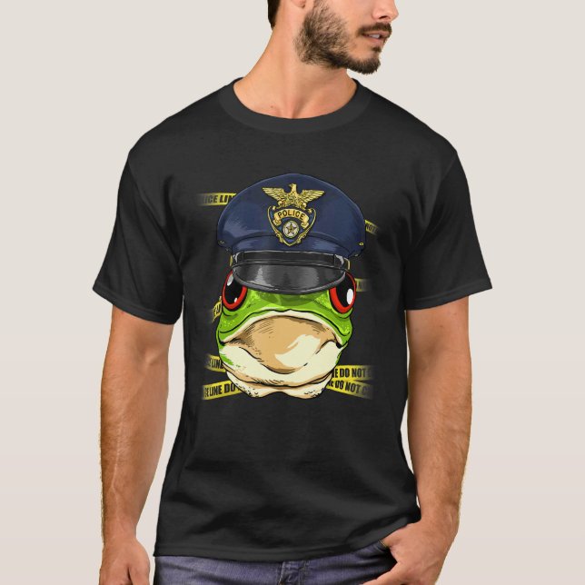 Camiseta Police Officer Frog PD Cop Crime Scene Toad Frog (Anverso)
