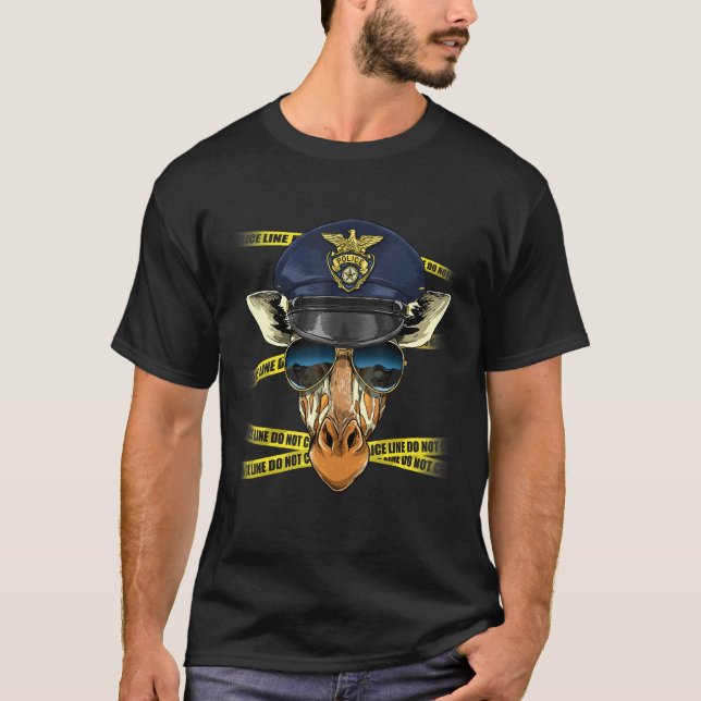 Camiseta Police Officer Giraffe PD Cop Crime Scene Giraffe (Anverso)