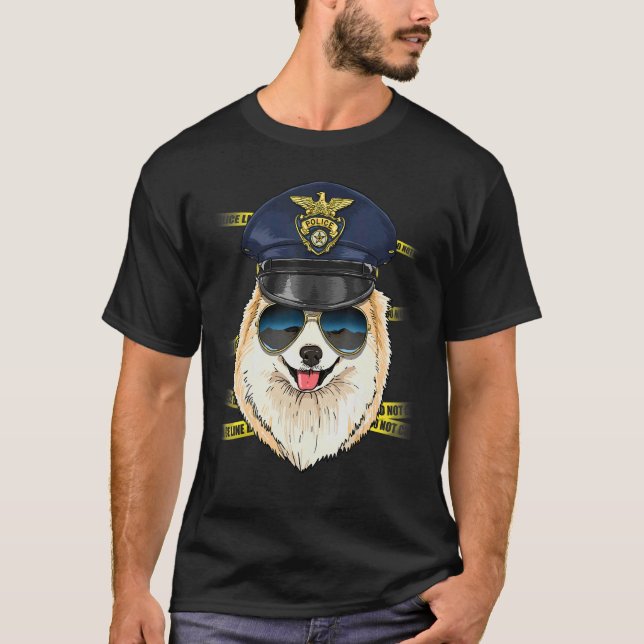 Camiseta Police Officer Pomeranian Cop Crime Scene K9 Pom D (Anverso)