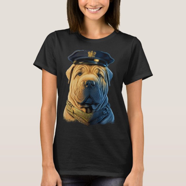 Camiseta Police Officer Shar Pei Cop dog on Police Shar Pei (Anverso)